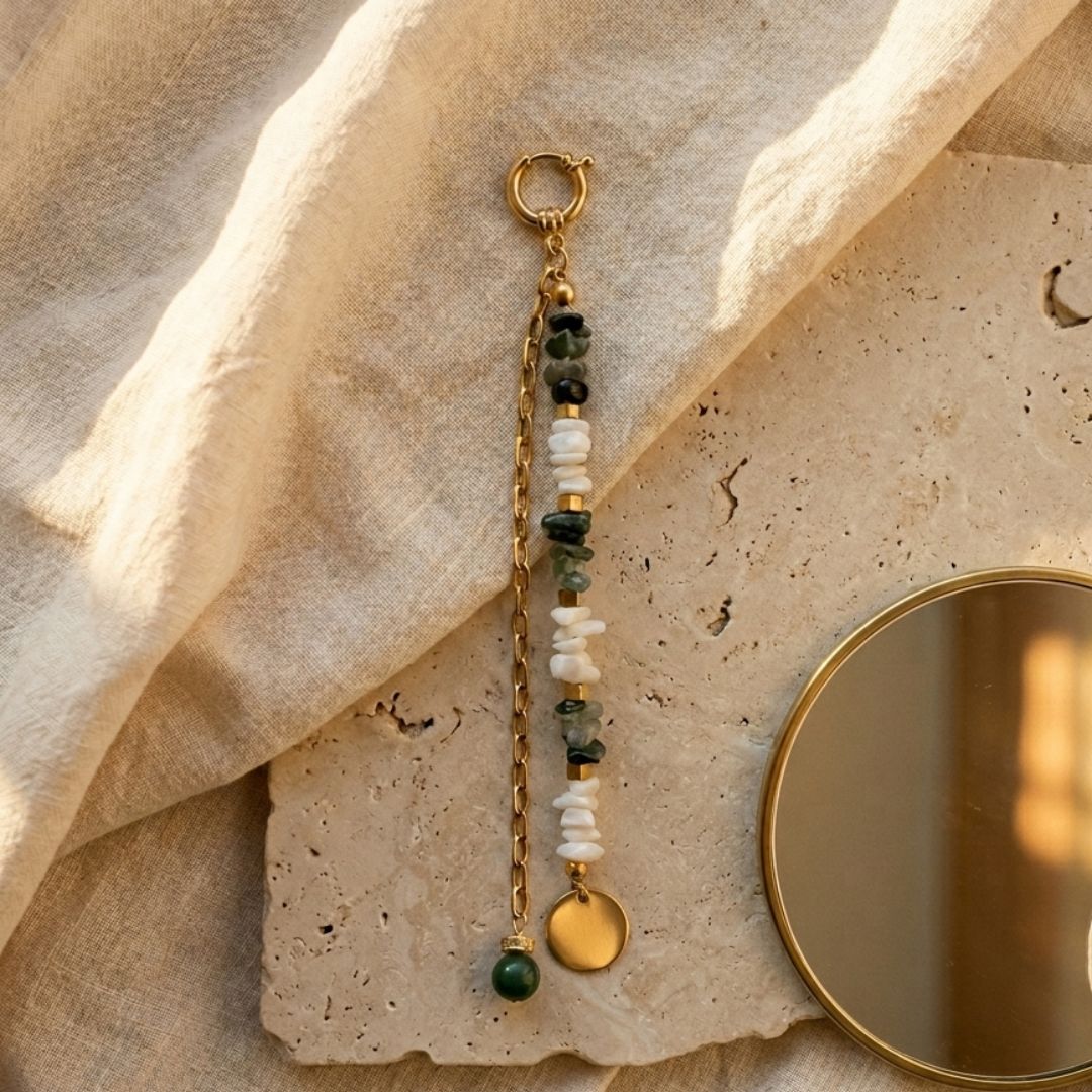 Compagne Mosaïque — jade, agate & perles d'eau douce
