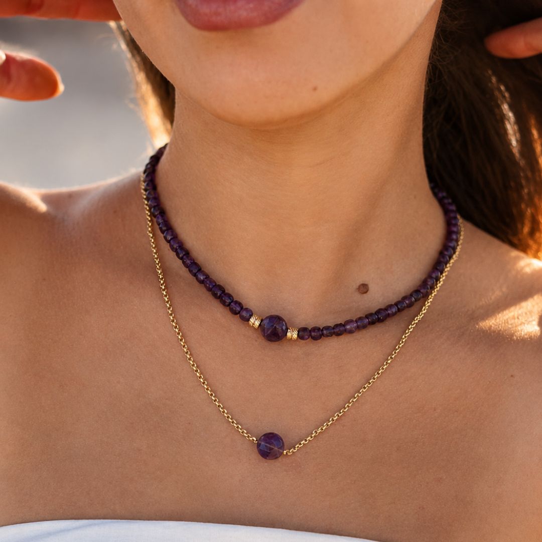 Collier Murmure Violet en améthyste de Maison Soléah, bijou élégant pour femme